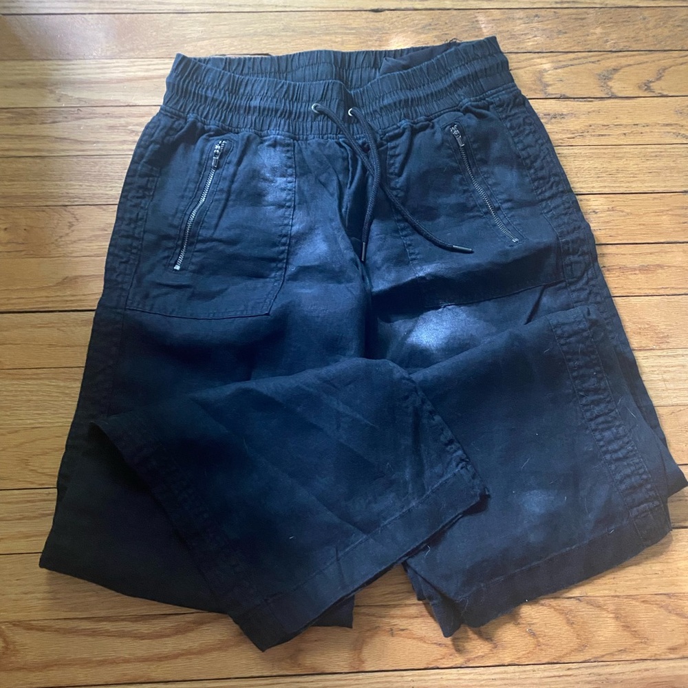 Athleta Cabo Linen Wide Leg Trouser size 6 black
